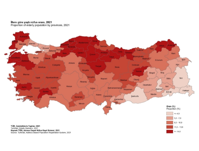 Denizli’de 2021 yılı yaşlı nüfus oranı 123 bin 137 kişi olarak açıklandı