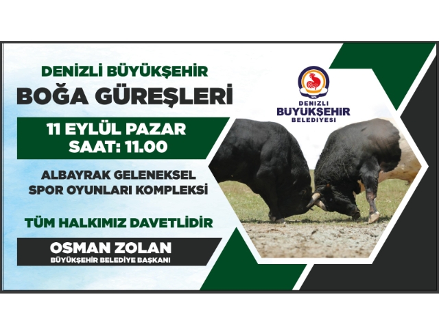 Boğa güreşi heyecanı Denizli’de Büyükşehir Yörük geleneğine sahip çıkıyor Türkiye’nin en güçlü boğaları Denizli’de Başkan Zolan’dan boğa güreşlerine davet