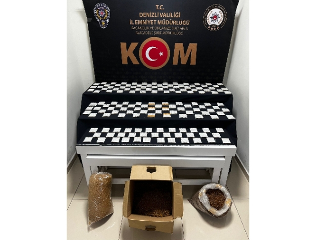 Denizli’de çok sayıda dolu makaron ve 12.5 kilogram kaçak kıyılmış tütün ele geçirildi