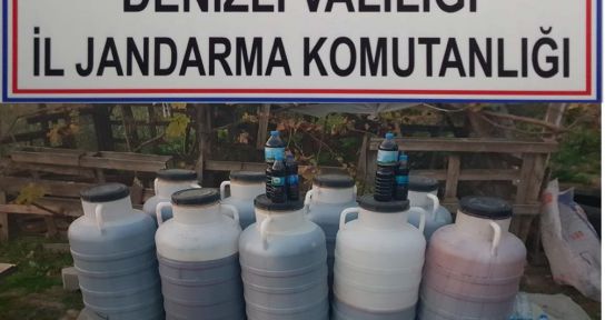 Denizli’de 750 litre kaçak şarap ele geçirildi