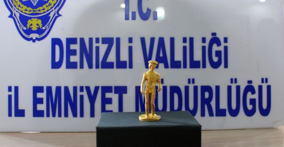 Denizli'de tarihî altın heykelcik ele geçirildi