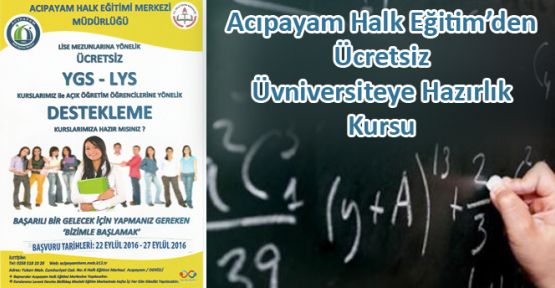 HALK EĞİTİM'DEN ÜCRETSİZ ÜNİVERSİTEYE HAZIRLIK KURSU