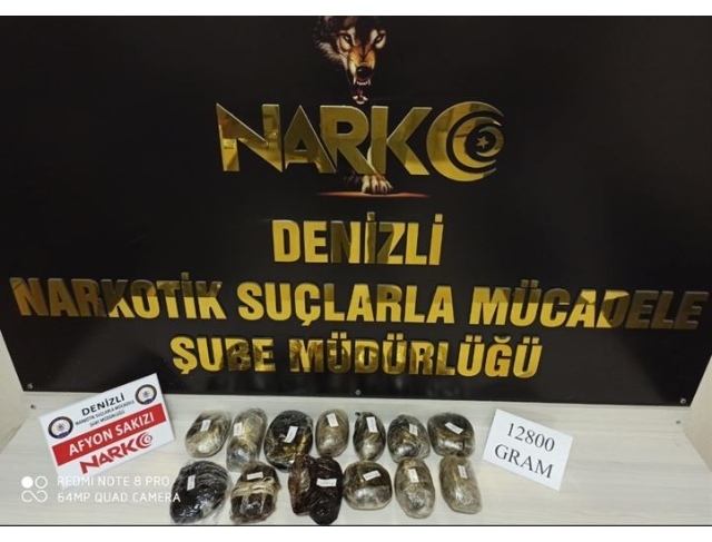 Denizli’de 12 kilo 800 gram afyon sakızı ele geçirildi