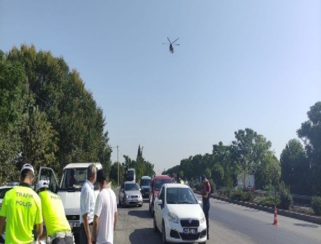 Manisa’da jandarma ve emniyetten helikopter destekli denetim