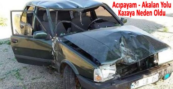 ACIPAYAM - AKALAN ARASINDAKİ BOZUK YOL KAZAYA NEDEN OLDU