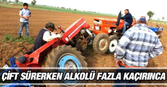 Çift Sürerken Alkolü Fazla Kaçırdı