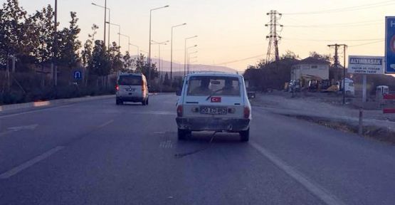 Dalgın sürücü LPG tabancasını koparınca sosyal medyada olay oldu