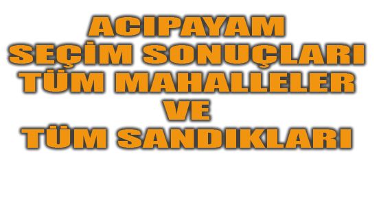 SANDIK SANDIK SEÇİM SONUÇLARI (TÜM MAHALLELER)