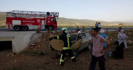 Takla atan otomobilin sürücüsü yaralandı